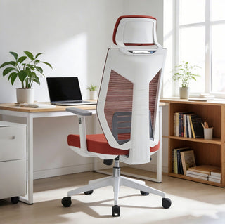 Kontorstol 25OCCB65119P, ergonomisk med lændestøtte og nakkestøtte, drejelig, mesh