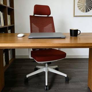 Kontorstol 25OCCB65119P, ergonomisk med lændestøtte og nakkestøtte, drejelig, mesh