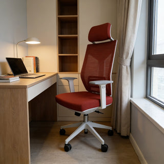 Kontorstol 25OCCB65119P, ergonomisk med lændestøtte og nakkestøtte, drejelig, mesh