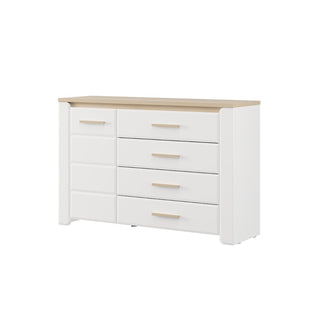 Kommode Aberdeen 2K4F1V, med låge og 4 skuffer, 134,8 × 40,1 × 87,9 cm