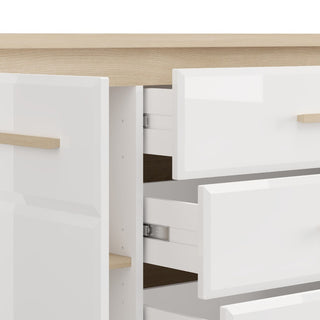 Kommode Aberdeen 2K4F1V, med låge og 4 skuffer, 134,8 × 40,1 × 87,9 cm