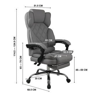 Kontorstol Mereo, ergonomisk med fodstøtte, drejelig, PVC