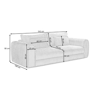 Sovesofa Fellini, 3 personer, med opbevaring, 243 × 108 × 90 cm