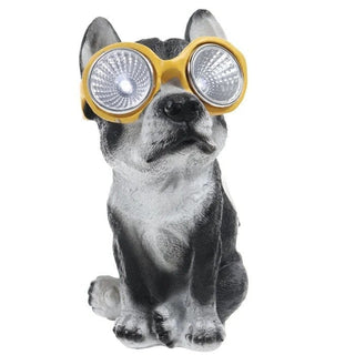 Solcelle LED lampe hvid Hoff, Husky-hund, Polyresin, H20 cm