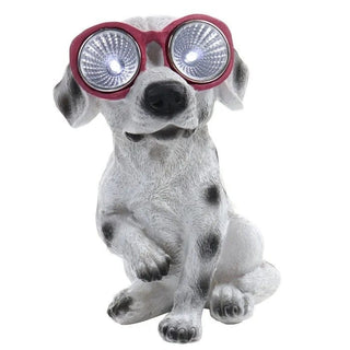 Solcelle LED lampe hvid Hoff, Dalmatiner-hund, Polyresin, H20 cm