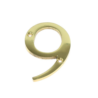 Husnummer 9 til dør/hus Verofer, messing, indendørs/udendørs, 8×4 cm