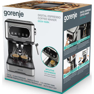 Gorenje ESCM15DBK Manuel Espressomaskine – 15 bar – 1.5 L – Cappuccino System – Sort/Sølv