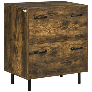Vinsetto kommode med 2 brune spånpladeskuffer med metalben, 65x40x75 cm