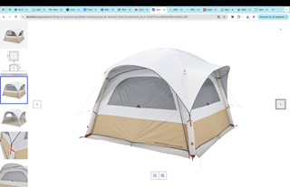 Oppusteligt living telt Base Air Seconds – 8 personer, 9 m², UPF 50+, selvstående, grå/brun