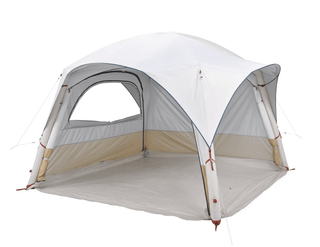 Oppusteligt living telt Base Air Seconds – 8 personer, 9 m², UPF 50+, selvstående, grå/brun