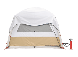 Oppusteligt living telt Base Air Seconds – 8 personer, 9 m², UPF 50+, selvstående, grå/brun