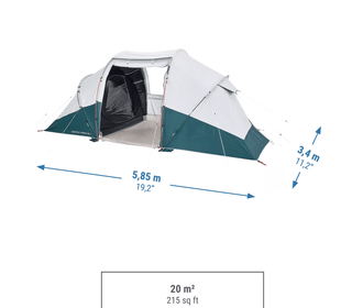 Arpenaz 4.2 Fresh&Black telt – 4 personer, 2 rum + living, mørklægning & UV-beskyttelse
