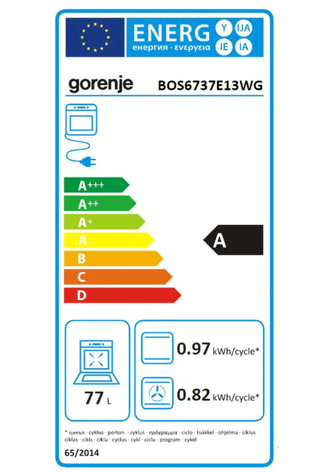 Indbygningsovn Gorenje BOS6737E13WG – 77 L | 13 funktioner | AirFry | HydroClean | Op til 300°C | Hvid