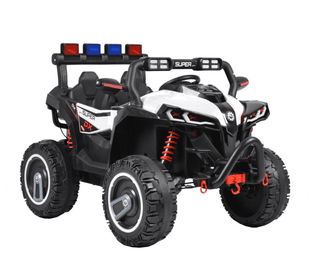 NOVOKIDS Super Beasty Buggy UTV – 12V Elbil til Børn, 2 Sæder, Hvid/Sort (3–9 år)