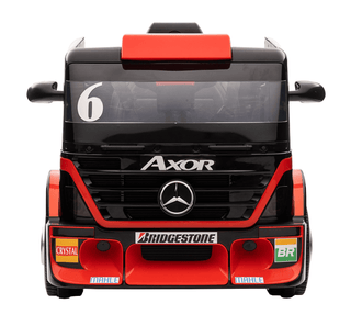 Premier Mercedes Axor – Elektrisk lastbil til børn med trailer, 12V, rød (2–6 år)