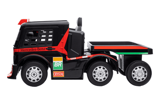 Premier Mercedes Axor – Elektrisk lastbil til børn med trailer, 12V, rød (2–6 år)