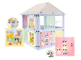 Mochtoys Smart House Legehus til Børn – 115 x 106 x 128 cm, Pastelfarver