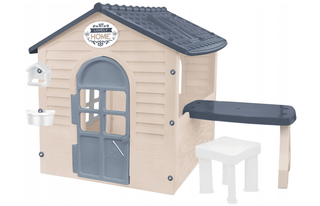 Mochtoys Udendørs Legehus med Bord og Skammel – 120 x 175 x 120,5 cm, Grå