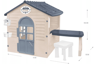 Mochtoys Udendørs Legehus med Bord og Skammel – 120 x 175 x 120,5 cm, Grå