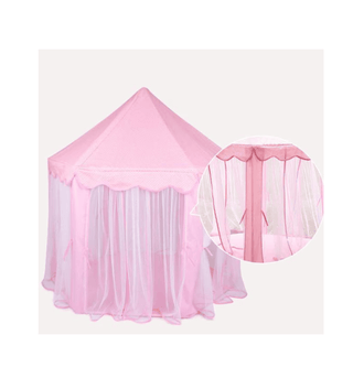 Prinsesse Slot Legetelt – 135 x 135 x 135 cm, Lyserød