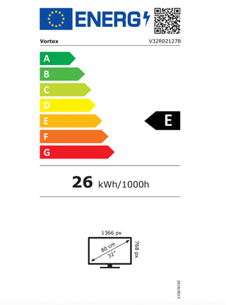 LED TV VORTEX 32" V32R021278 – HD, 81 cm, HDMI/USB, Slankt design