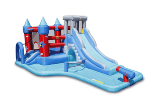 Happy Hop Splash Park – Oppustelig Vandlegeplads med Pool og Rutsjebane, 3+ år, Multifarvet