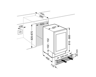 Indbygget vinkøleskab LIEBHERR UWTGB 1682 – 34 flasker, 2 temperaturzoner, H 82 cm, Energiklasse G