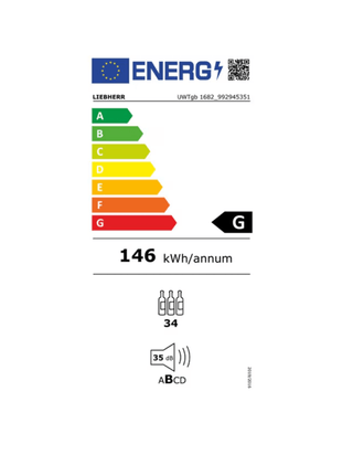 Indbygget vinkøleskab LIEBHERR UWTGB 1682 – 34 flasker, 2 temperaturzoner, H 82 cm, Energiklasse G