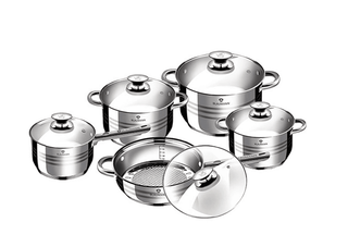 Grydesæt BLAUMANN BL-1637, 10 dele, 16-24 cm, 1.9-5L, rustfrit stål, sølv