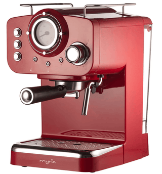MYRIA MY4052 Manuel Espressomaskine – 1.25 L, 15 bar, 1100W, Rød/Sølv