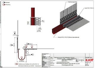 Dilatationsprofil til indvendige og udvendige hjørner EJOT DFP-E06 – PVC med glasfibernet – 12,5 × 2500 mm