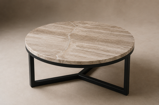 Marmor Sofabord Ø80 cm – Eksklusivt Design