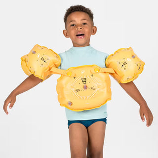 TISWIM Justerbart Svømmebælte med Armvinger 15-30 kg – Blå/Gul/Beige