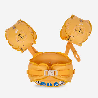 TISWIM Justerbart Svømmebælte med Armvinger 15-30 kg – Blå/Gul/Beige