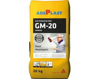 Adeplast GM-20 Håndværkerspartel – Gipsspartel til indendørs brug 20 kg, hvid