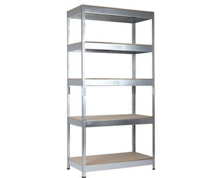 Schulte stålreol med 5 træhylder – 200 x 100 x 50 cm, max. 300 kg pr. hylde, hurtig montering