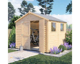 Blockhaus XL haveskur – 244 x 239 cm, 19 mm vægge, med gulv og dobbeltdør