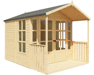 Bertilo She Shed Arley havehus – 202 x 292 cm, naturtræ, med gulv og dobbeltdør