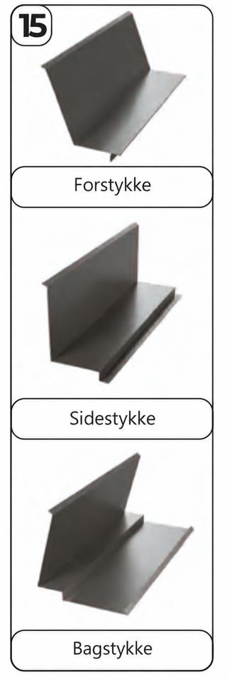 BILKA Retro Panel skorstensinddækning – forstykke, sidestykke og bagstykke. Danske profilnavne.