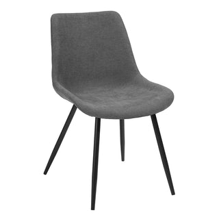Polstret spisebordsstol, Sort metal, Stof, Grå