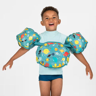 TISWIM Justerbart Svømmebælte med Armvinger 15-30 kg – Blå/Gul/Beige