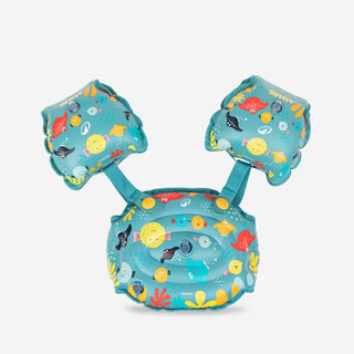 TISWIM Justerbart Svømmebælte med Armvinger 15-30 kg – Blå/Gul/Beige