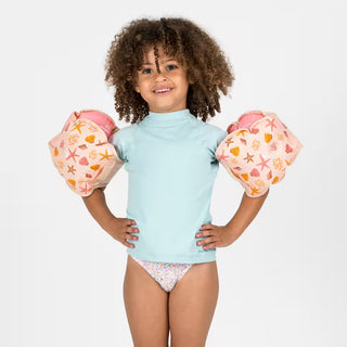 TISWIM Justerbart Svømmebælte med Armvinger 15-30 kg – Blå/Gul/Beige