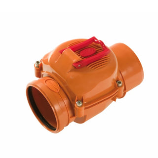 PVC kontraventil DN110 med lås – Ø110 mm, orange