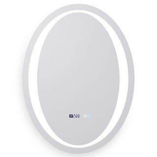Badeværelsesspejl med LED Kadda H-3054, 60 × 80 cm, touchbetjening, dugfri funktion, urfunktion, dæmpbart, ovalt