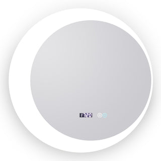 LED-badeværelsesspejl Kadda H-2015, 60 × 60 cm, touch, dugfri, ur, dæmpbar, rundt