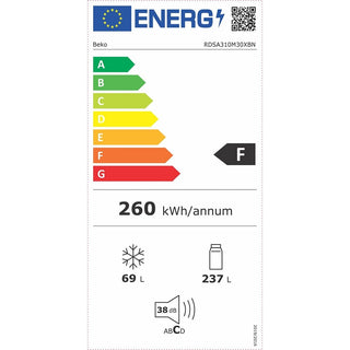 Beko RDSA310M30XBN Kølefryseskab, 306 liter, H 175 cm, Vendbare døre