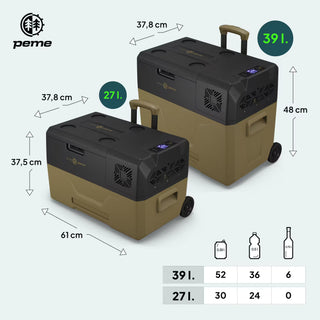 Elektrisk Camping Køleboks Peme Expedition 39 L – 12/230V – Kompressor – Med Hjul