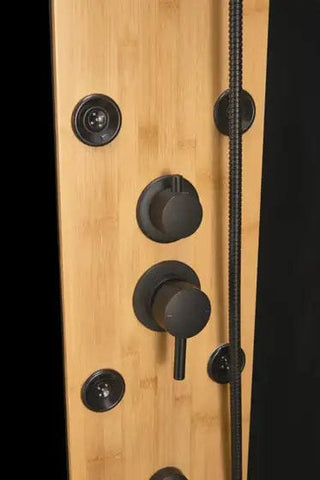 Hydromassage Brusekabine – 120 x 80 cm | Rektangulær | Sort & Bambus | Lav bund