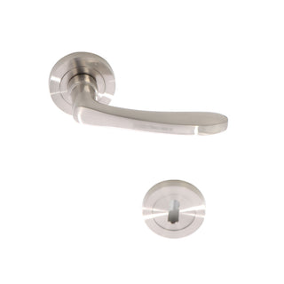 Dørgreb med rund rosette til indendørsdør, BestImp H23, metallegering, satin 135 × 55 mm